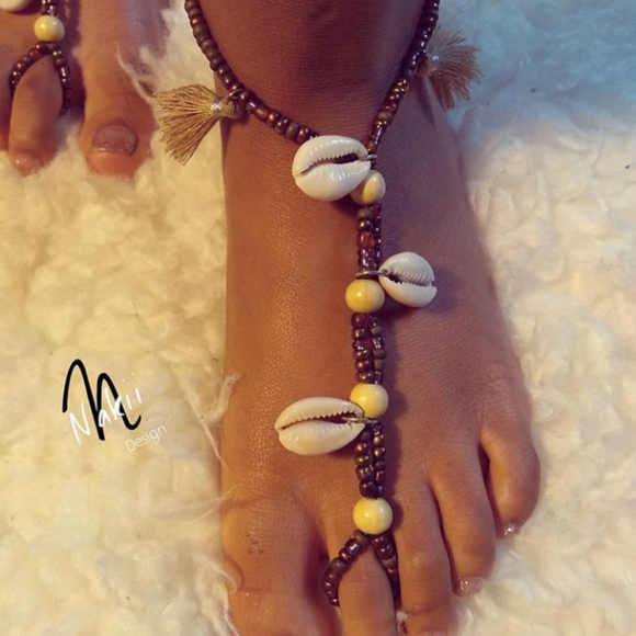 Cowrie Shell Barefoot Sandals - Picture 2 of 2